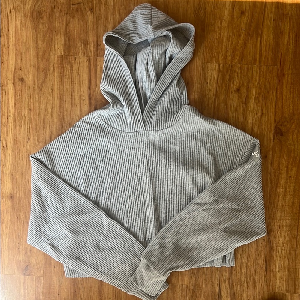 ALO Yoga Gray Cropped Boxy Hoodie